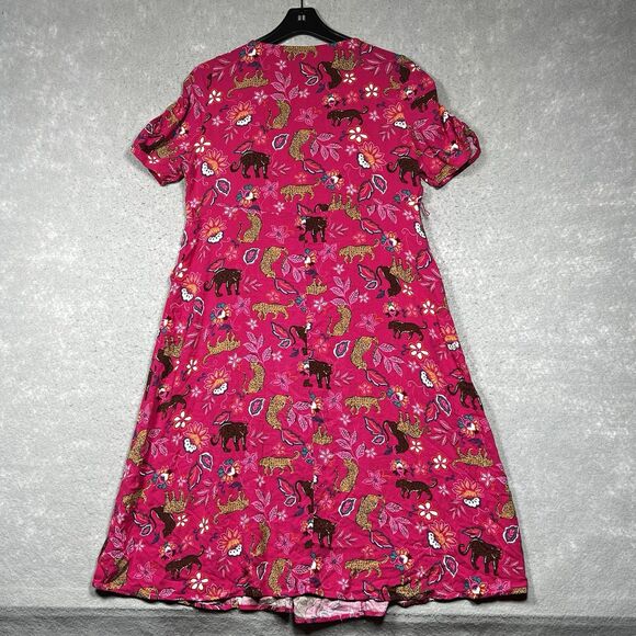 Torrid Dress Womens Sz 10-12 Pink Blue Paisley Tigers Buttons Boho Chic No Belt - Picture 9 of 13